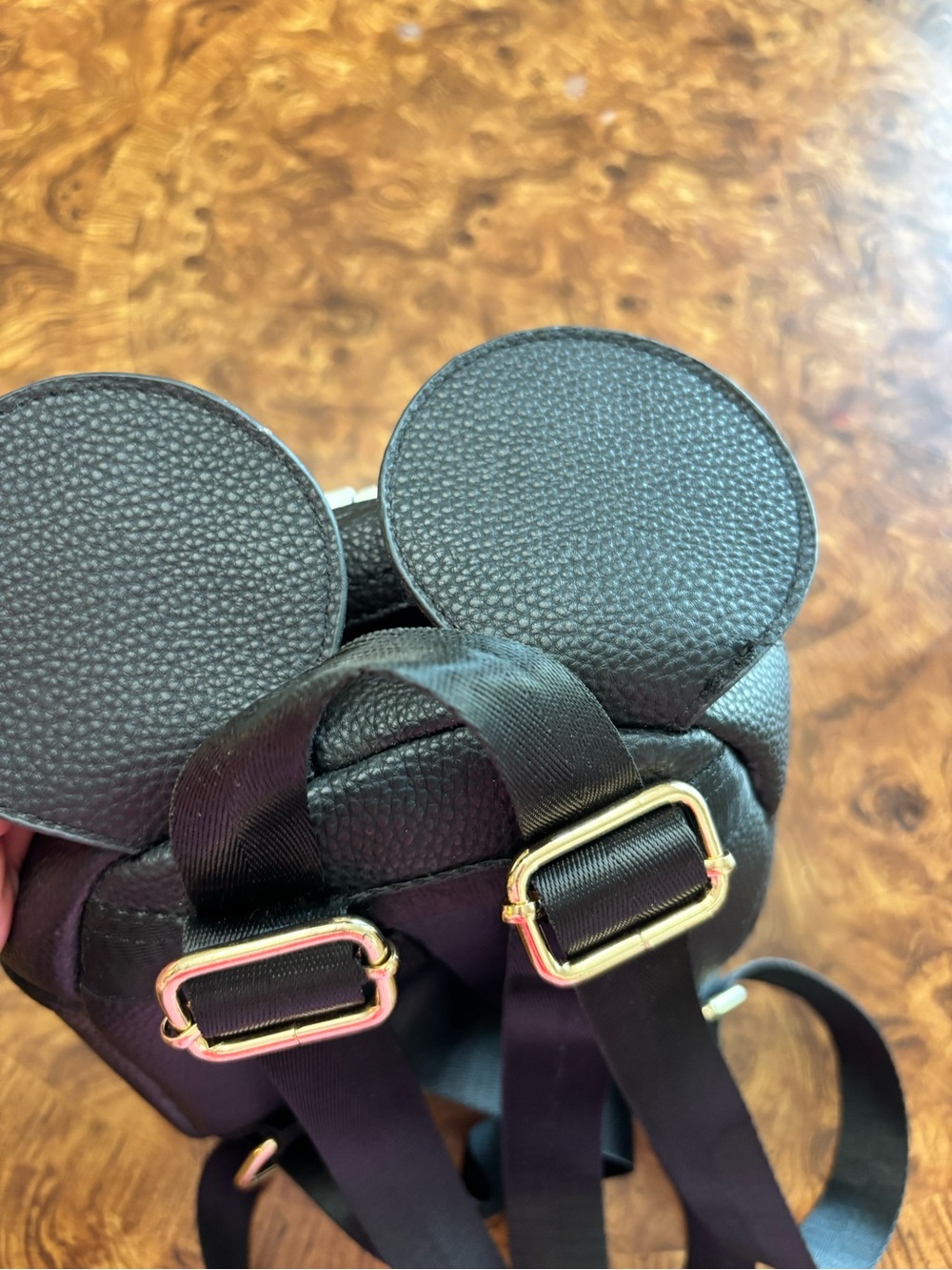 Olivia & Kate Black Mini Backpack Polka Dot Bow Gold Studded Minnie Mouse Ears - Picture 7 of 11